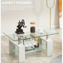 Masa pentru reviste Homcom 839-172WT (Transparent/White) Thumb