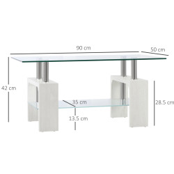 Masa pentru reviste Homcom 839-172WT (Transparent/White) Thumb