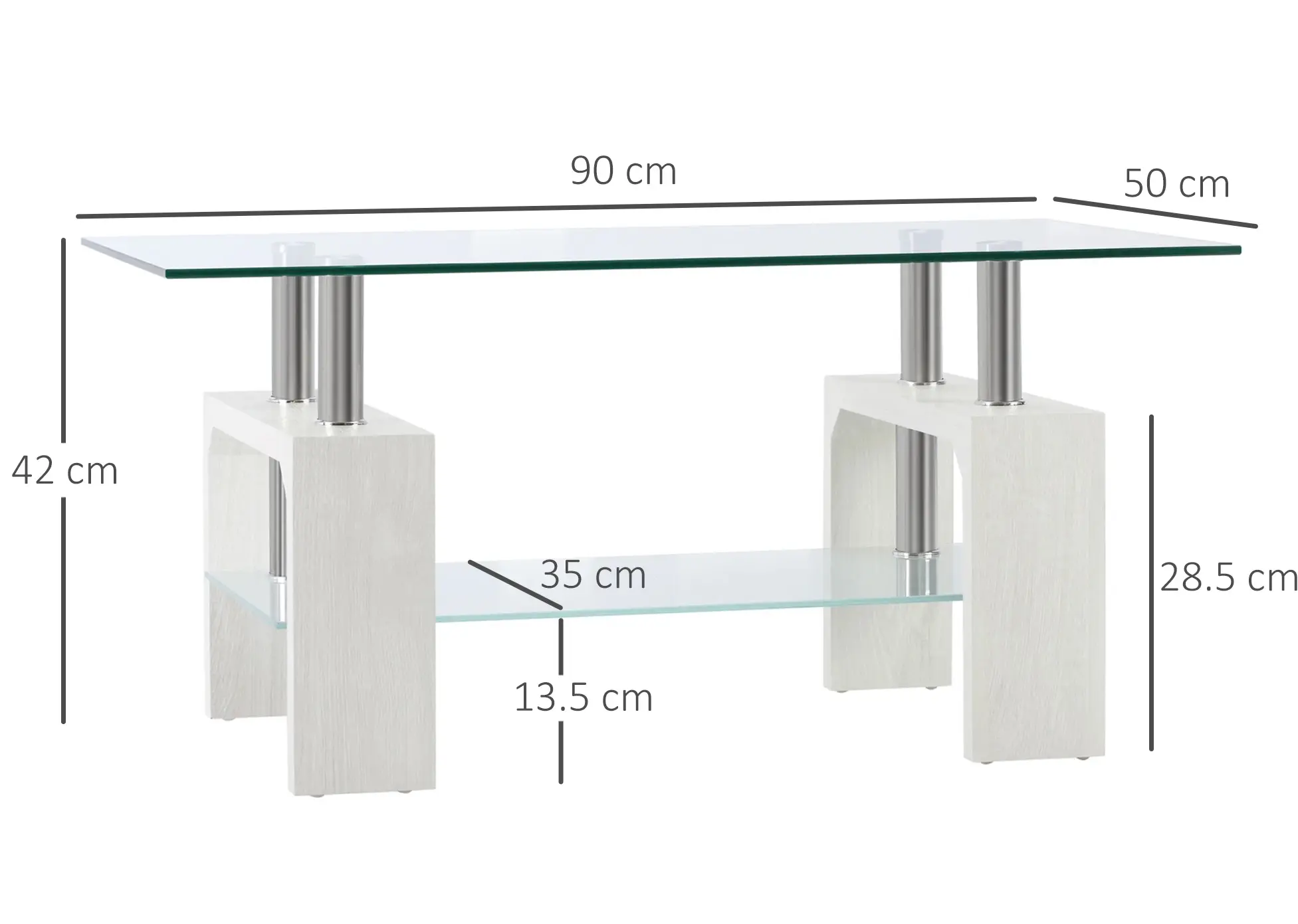 Masa pentru reviste Homcom 839-172WT (Transparent/White) - 3
