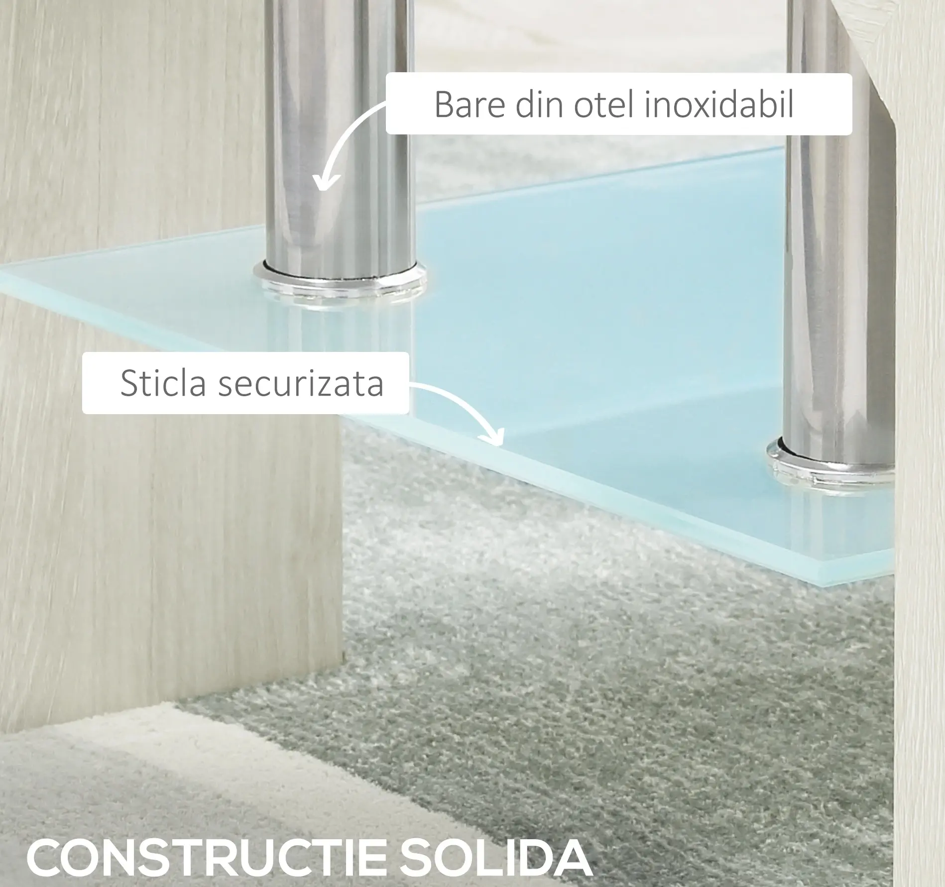 Masa pentru reviste Homcom 839-172WT (Transparent/White) - 6