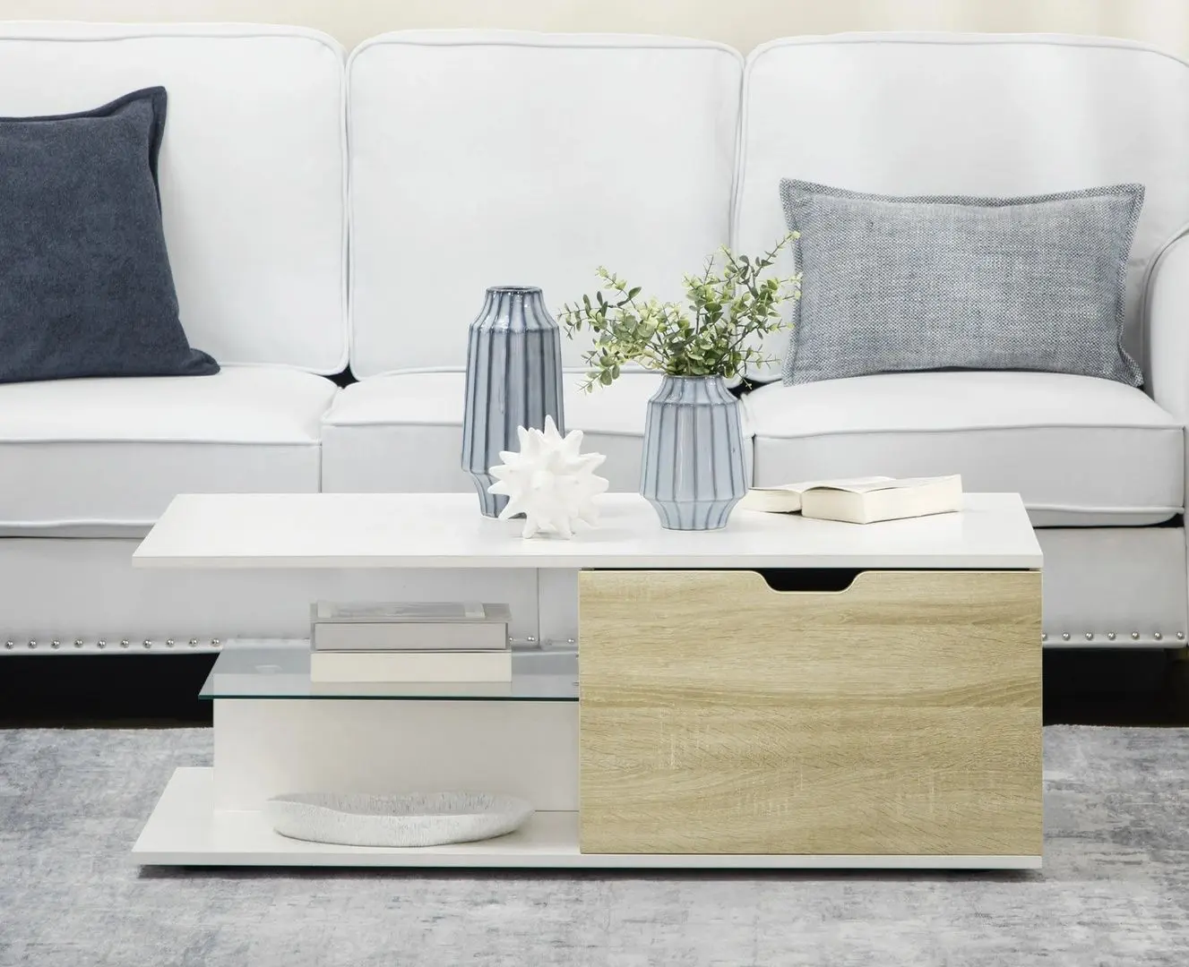 Журнальный столик Homcom 839-243ND (White/Natural) - 2