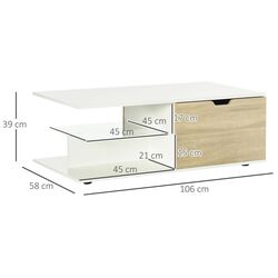 Журнальный столик Homcom 839-243ND (White/Natural) Thumb