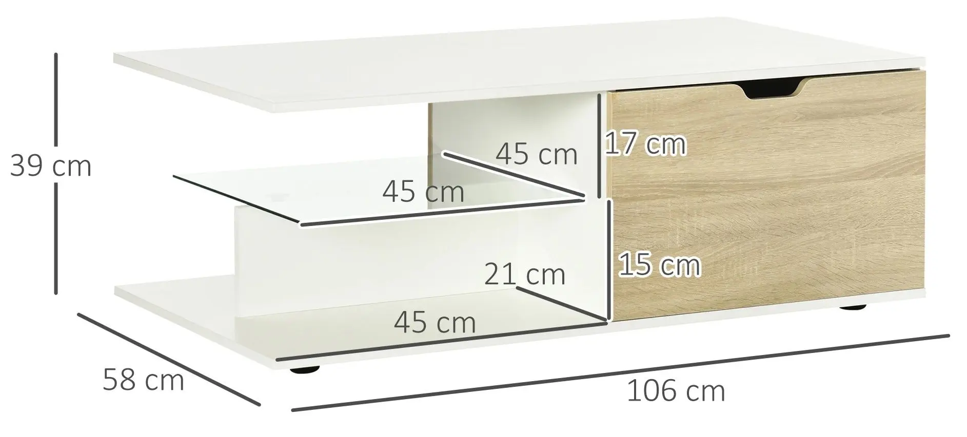 Журнальный столик Homcom 839-243ND (White/Natural) - 9