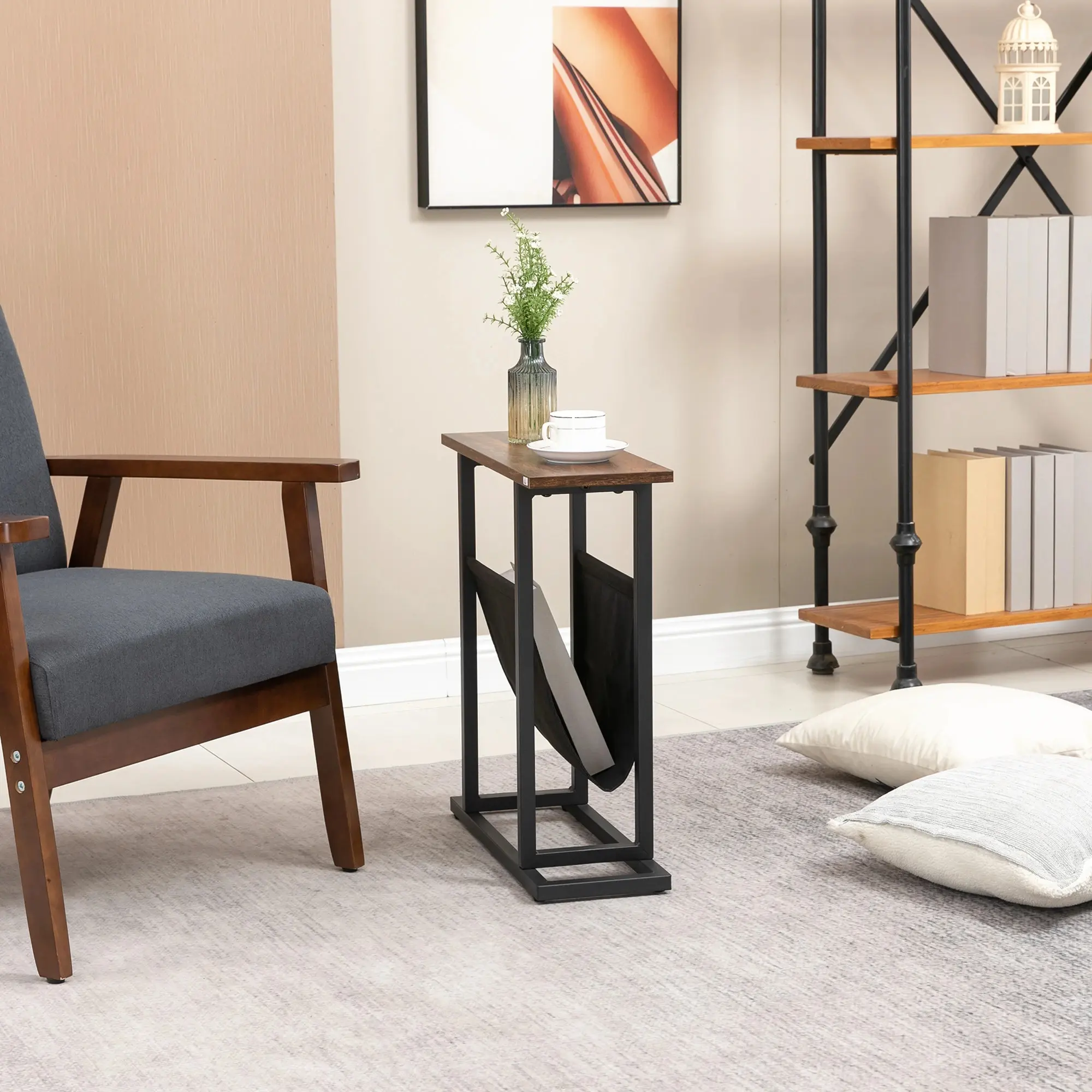 Masa pentru reviste Homcom 839-609V00DR (Dark Brown/Black) - 8