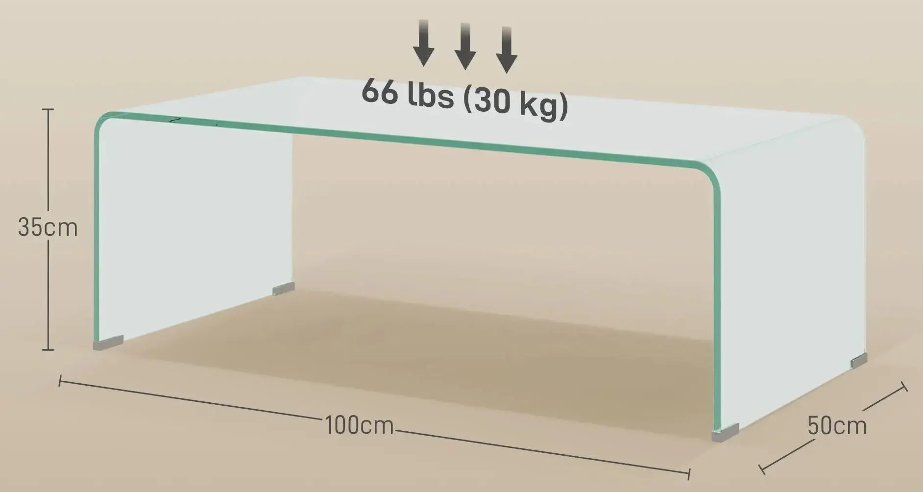 Журнальный столик Homcom 839-977V02CR 100x50x35 cm (Transparent)