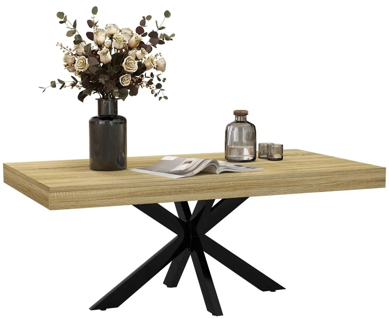 Masa pentru reviste Homcom 839-982V00ND 110x45x60 cm (Natural Oak/Black)