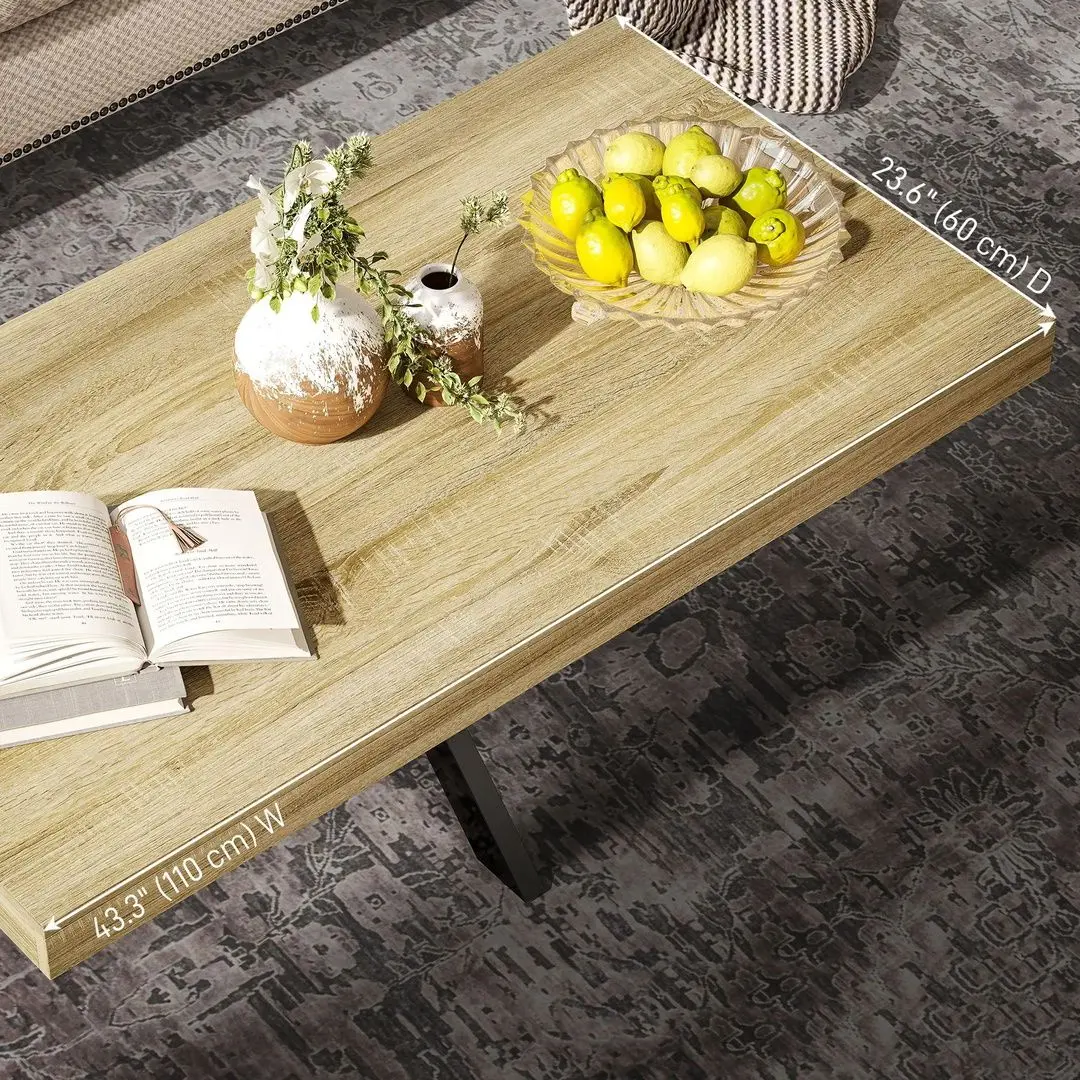 Masa pentru reviste Homcom 839-982V00ND 110x45x60 cm (Natural Oak/Black)