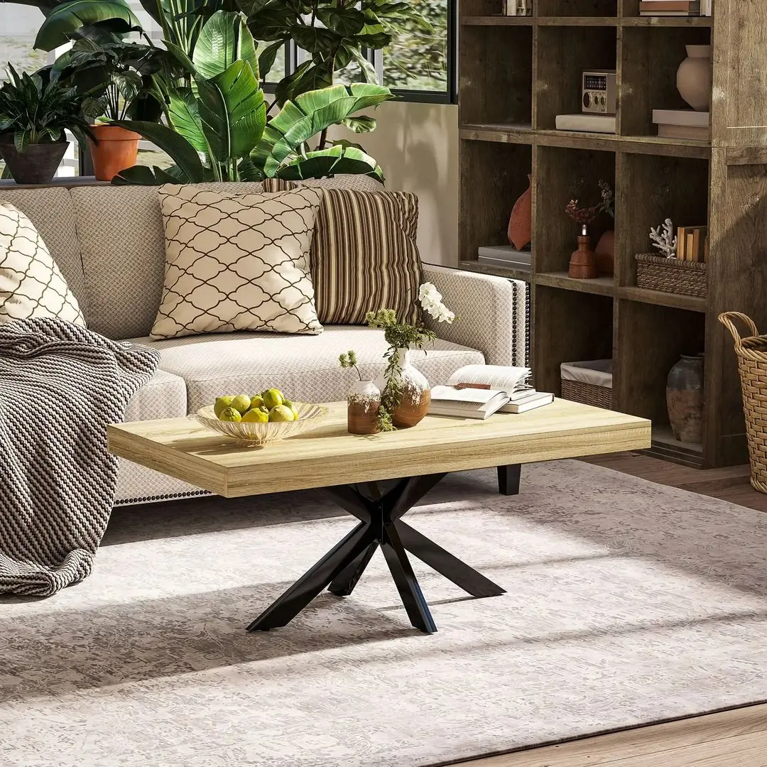 Masa pentru reviste Homcom 839-982V00ND 110x45x60 cm (Natural Oak/Black)