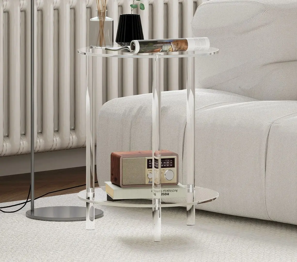 Masa pentru reviste Homcom 83B-024V00CR 40x50 cm (Transparent)