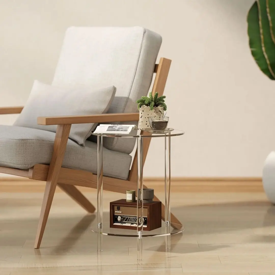 Masa pentru reviste Homcom 83B-024V00CR 40x50 cm (Transparent)