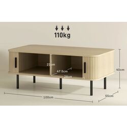 Журнальный столик Homcom 83B-040V80AK 100x55x40 cm (Oak/Black) Thumb