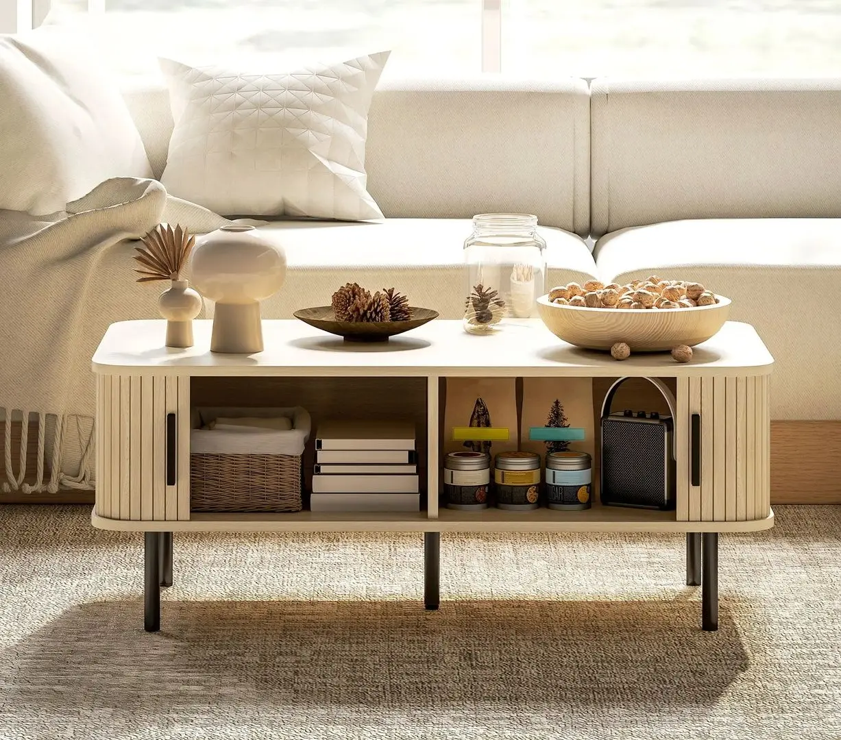 Журнальный столик Homcom 83B-040V80AK 100x55x40 cm (Oak/Black)