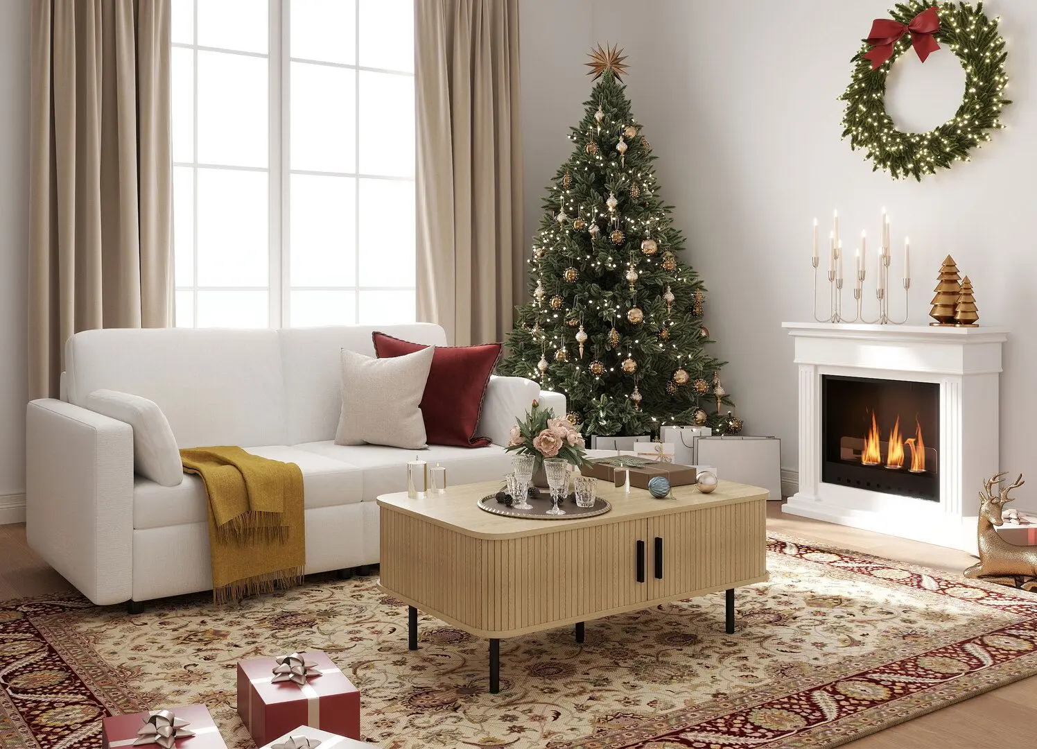 Журнальный столик Homcom 83B-040V80AK 100x55x40 cm (Oak/Black)