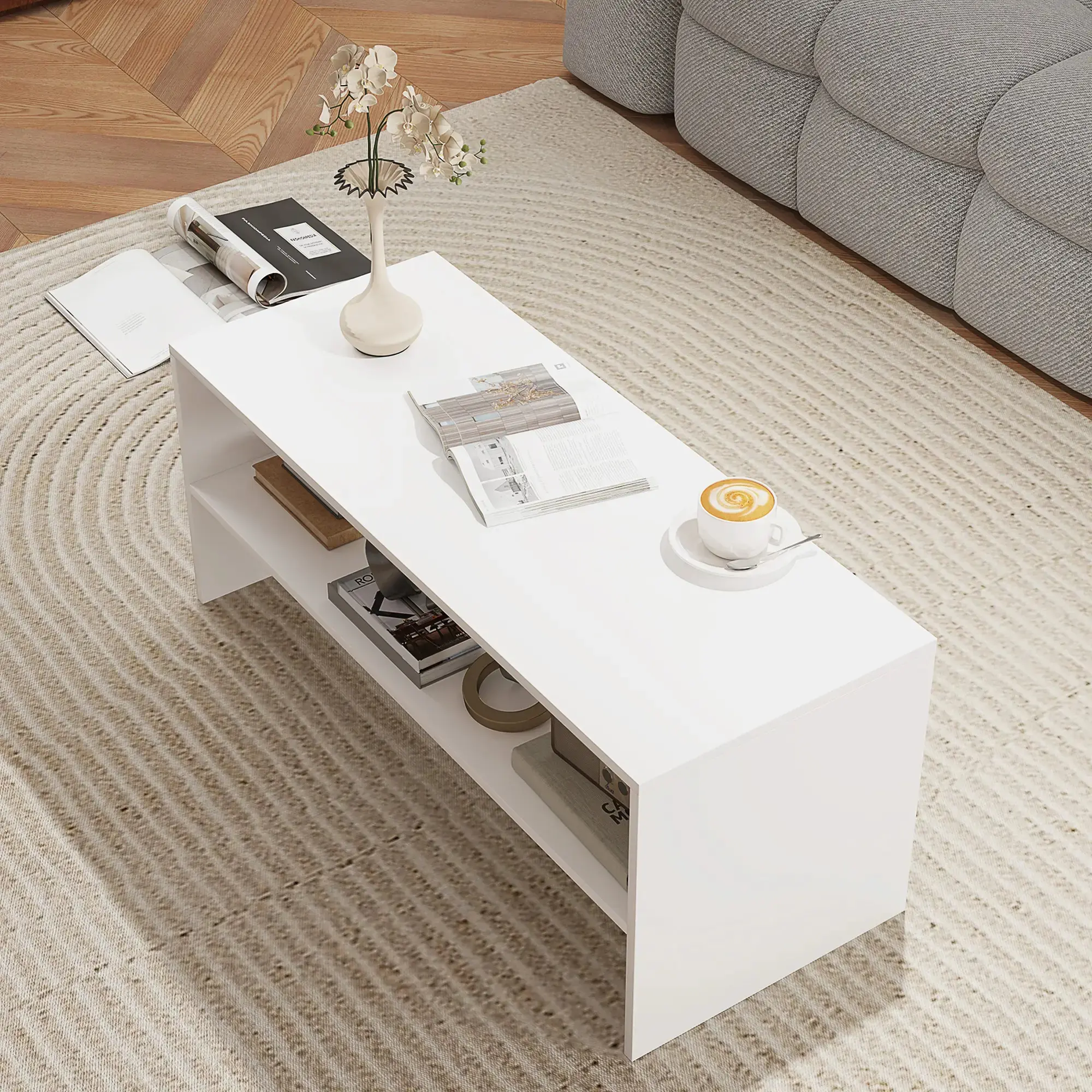 Masa pentru reviste Homcom 83B-187V00WT (White) - 8