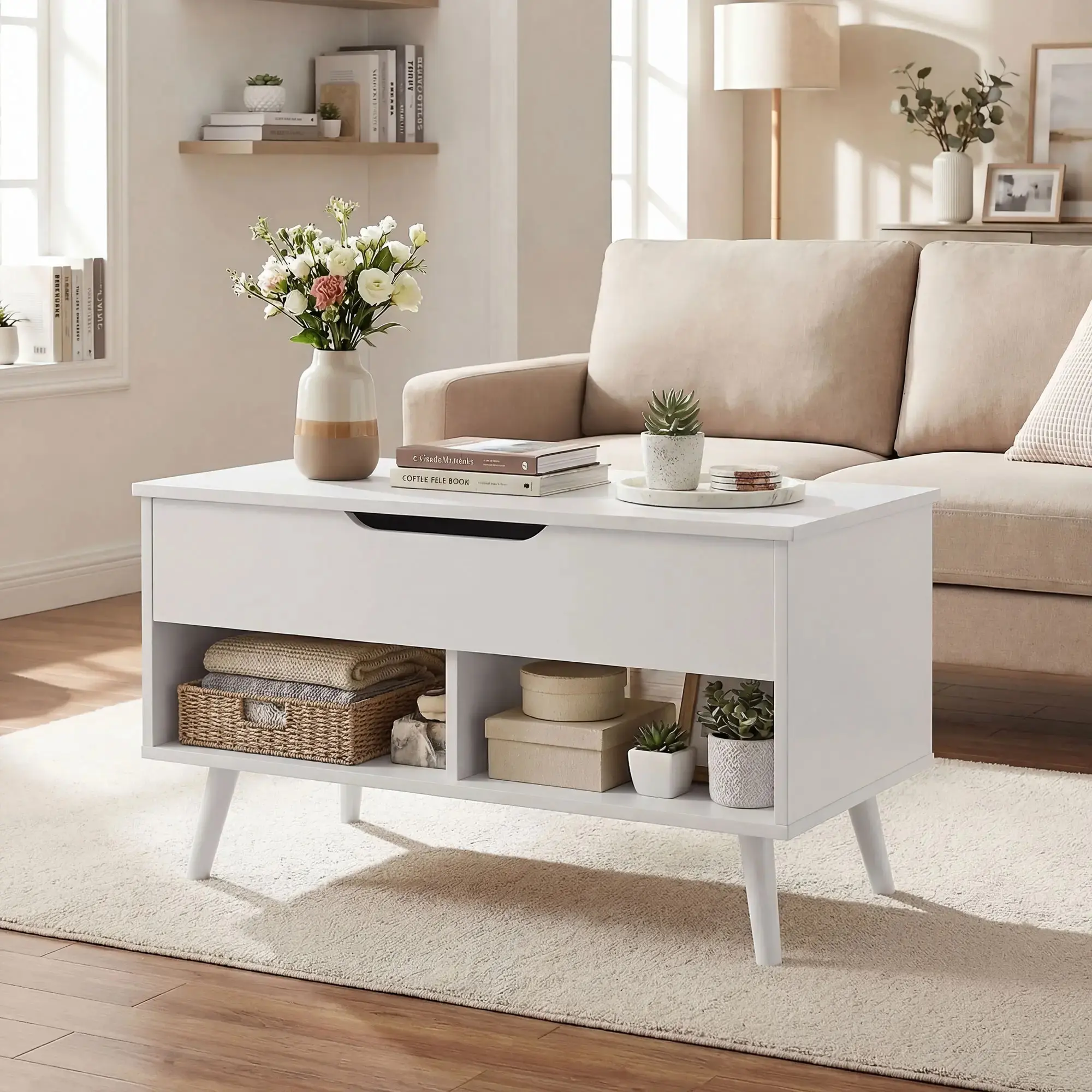 Masa pentru reviste Homcom 83B-635V00WT (White) - 6