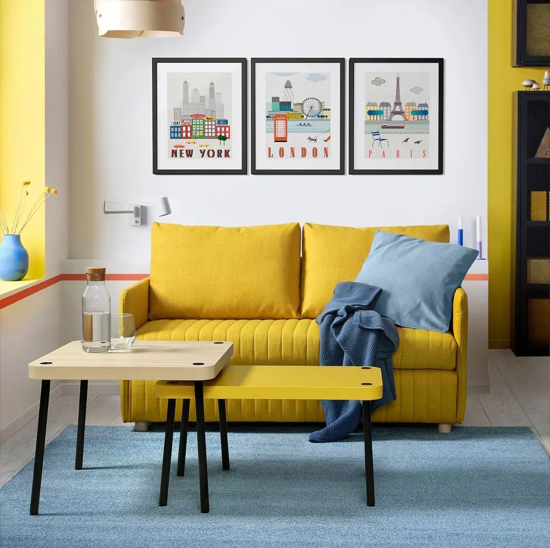 Set mese pentru reviste Ikea Sonhult (Galben/Aspect Mesteacan)