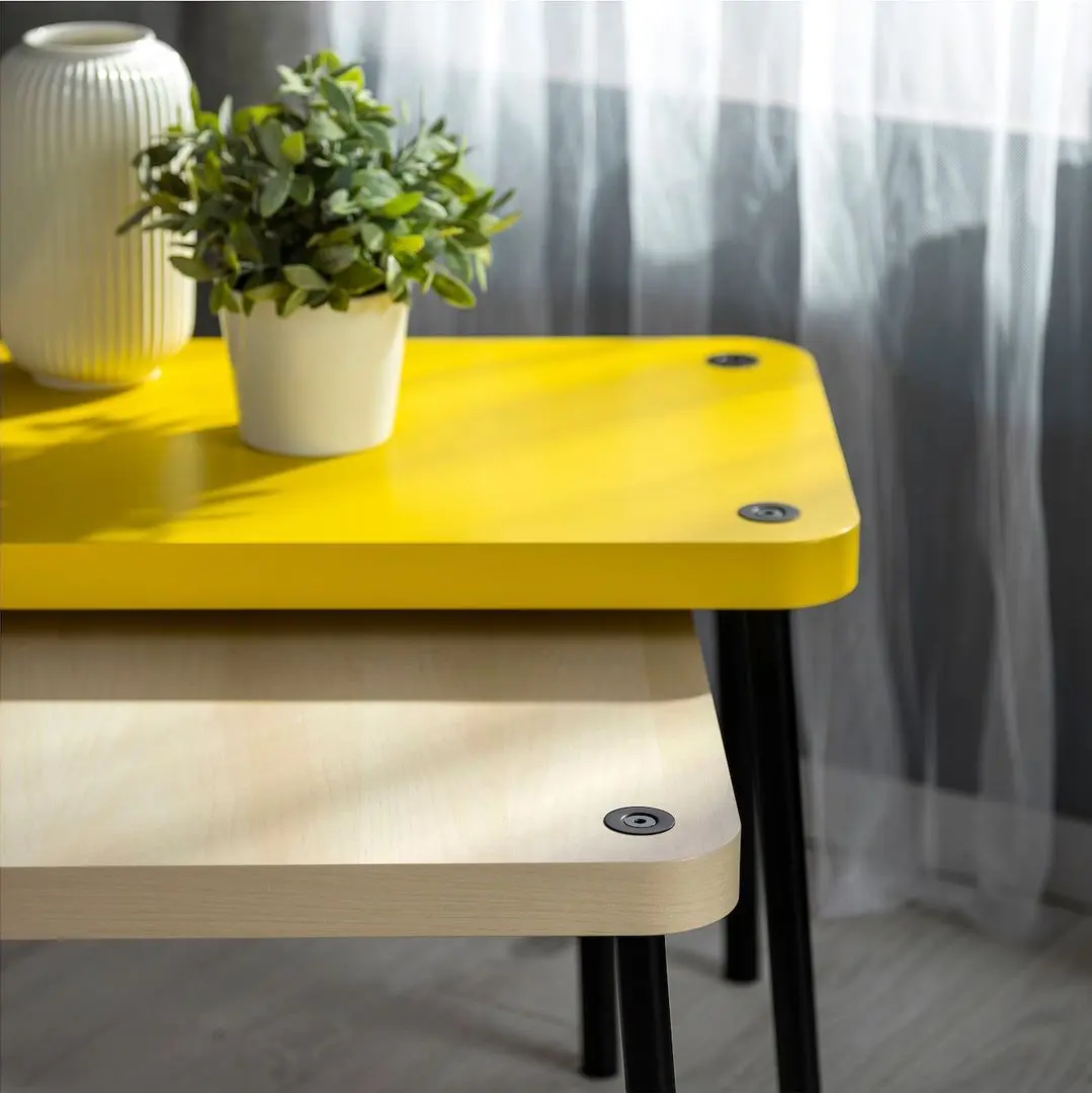 Set mese pentru reviste Ikea Sonhult (Galben/Aspect Mesteacan)