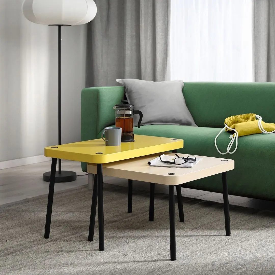 Set mese pentru reviste Ikea Sonhult (Galben/Aspect Mesteacan)