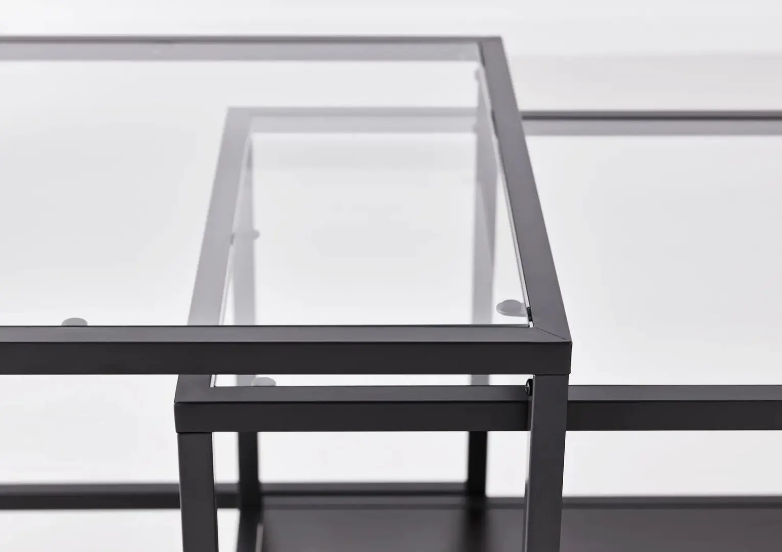 Set mese pentru reviste Ikea Vittsjo 90x50 (Negru-maro/Sticla)