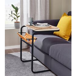 Masuta auxiliara Ikea Olserod 53x50 (Antracit/Aspect Mesteacăn/Galben Inchis)