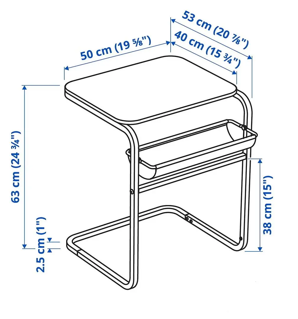 Masuta auxiliara Ikea Olserod 53x50 (Antracit/Gri Inchis)