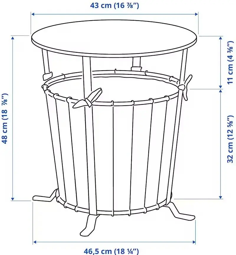 Masa pentru reviste Ikea Angesbyn 43cm (Negru/Pin maro deschis)