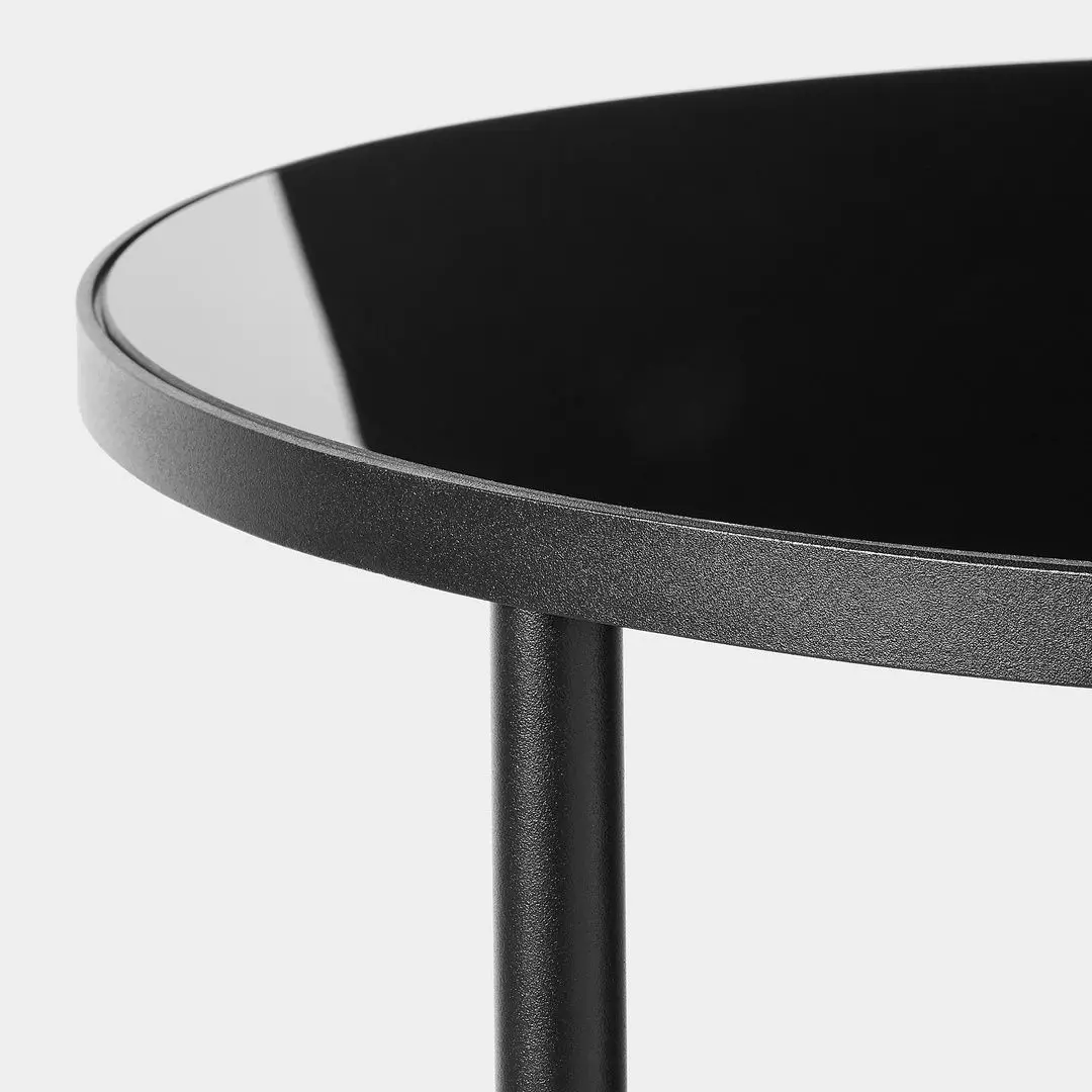 Журнальный столик Ikea Asperod 45 (Черный/Черное стекло)
