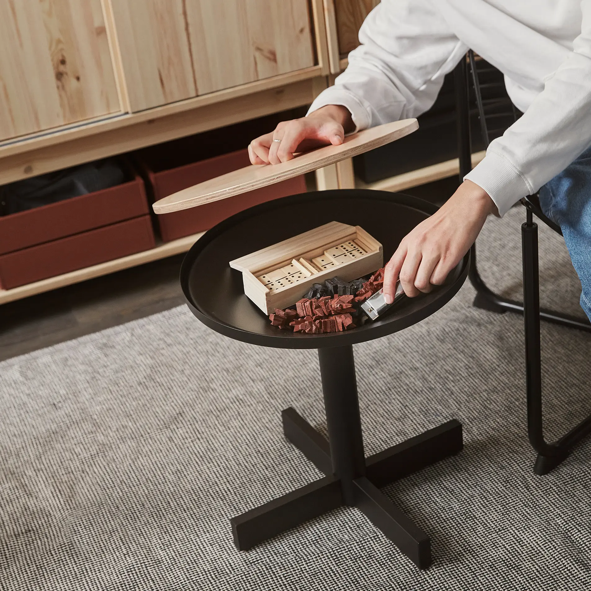 Журнальный столик Ikea Grimsarbo (Сосна/Черный)