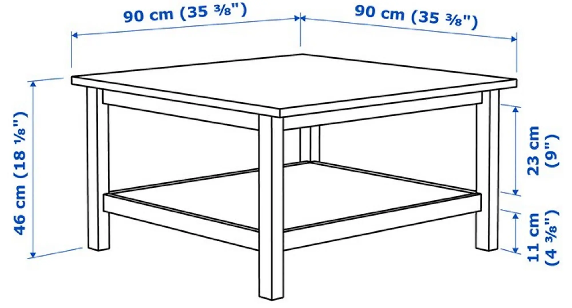 Masuta pentru reviste Ikea Hemnes 90x90 (Vopsit Alb/Maro Deschis)