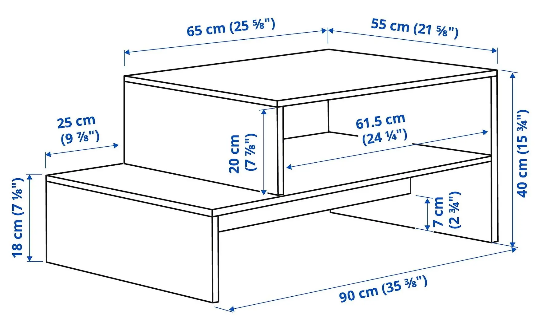 Masa pentru reviste Ikea Holmerud 90x55 (Aspect Stejar)
