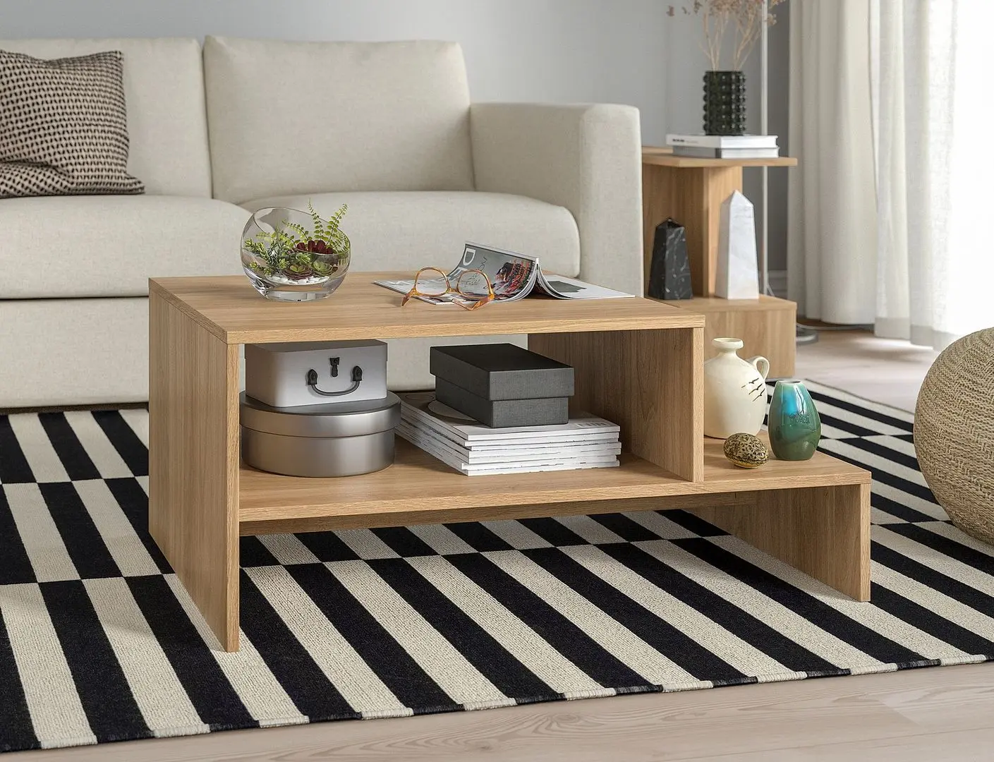 Masa pentru reviste Ikea Holmerud 90x55 (Aspect Stejar)