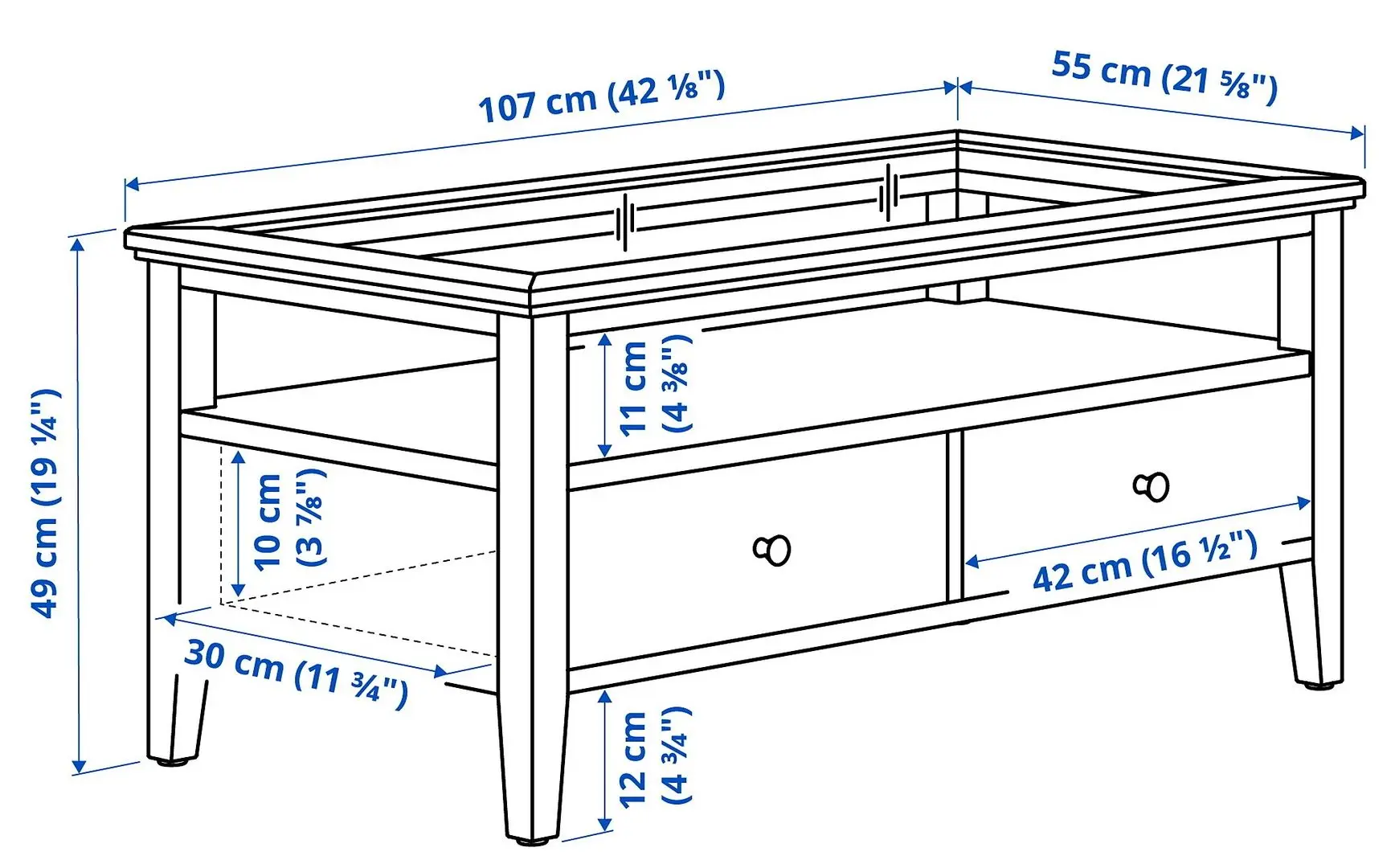 Masa pentru reviste Ikea Idanas 107x55 (Alb)