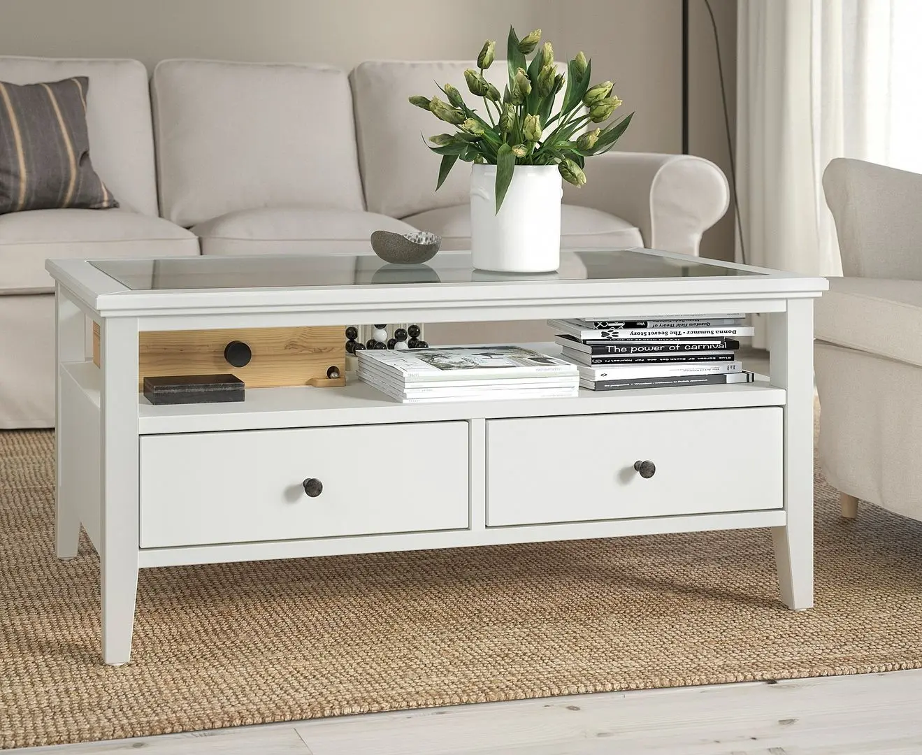 Masa pentru reviste Ikea Idanas 107x55 (Alb)