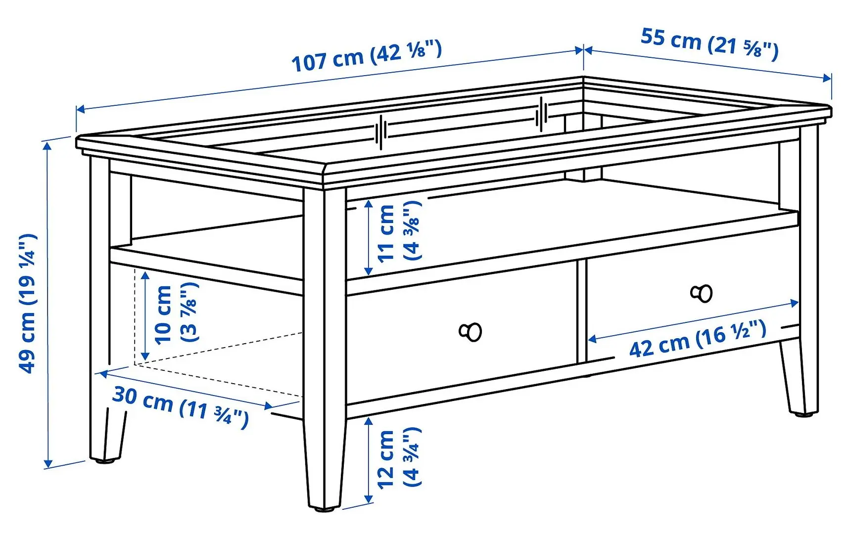 Masa pentru reviste Ikea Idanas 107x55 (Maro Inchis Vopsit)