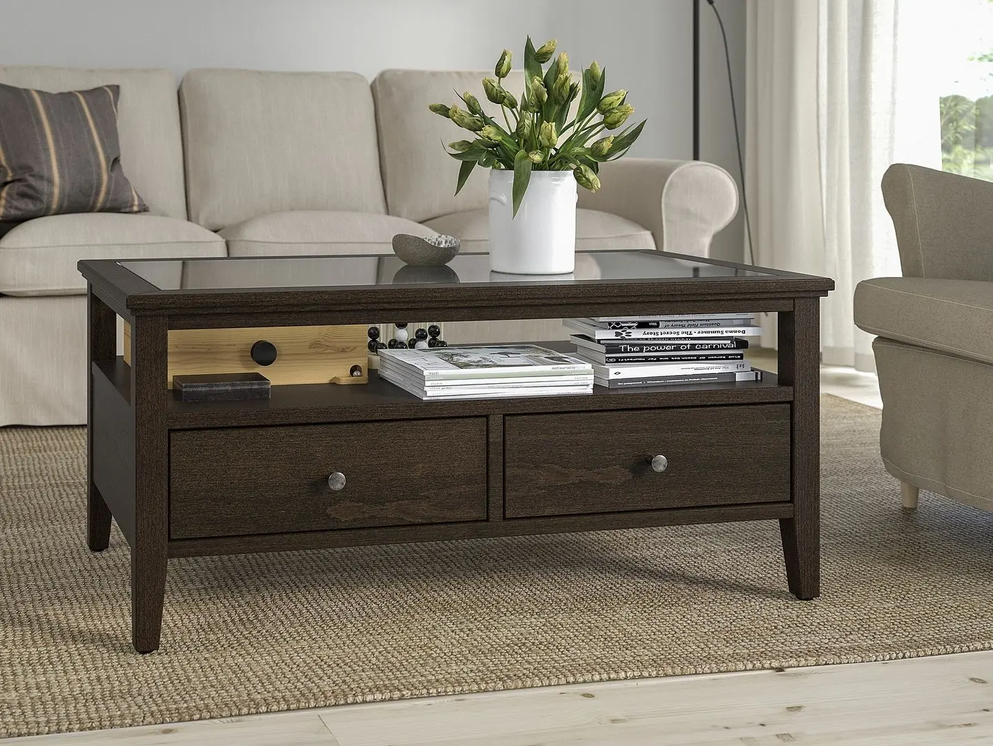 Masa pentru reviste Ikea Idanas 107x55 (Maro Inchis Vopsit)