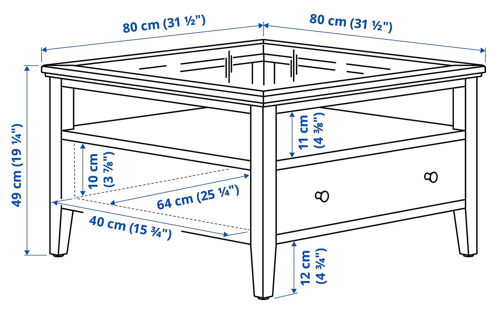 Masa pentru reviste Ikea Idanas 80x80 (Maro Inchis Vopsit)