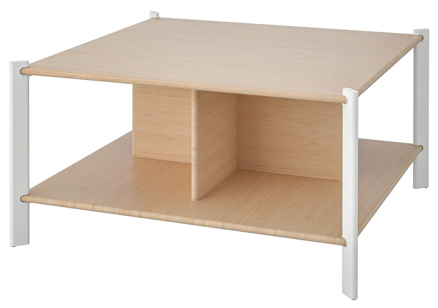 Masa pentru reviste Ikea Jattesta 80x80 (Alb/Bambus Deschis)
