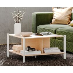 Журнальный столик Ikea Jattesta 80x80 (Белый/Светлый Бамбук)