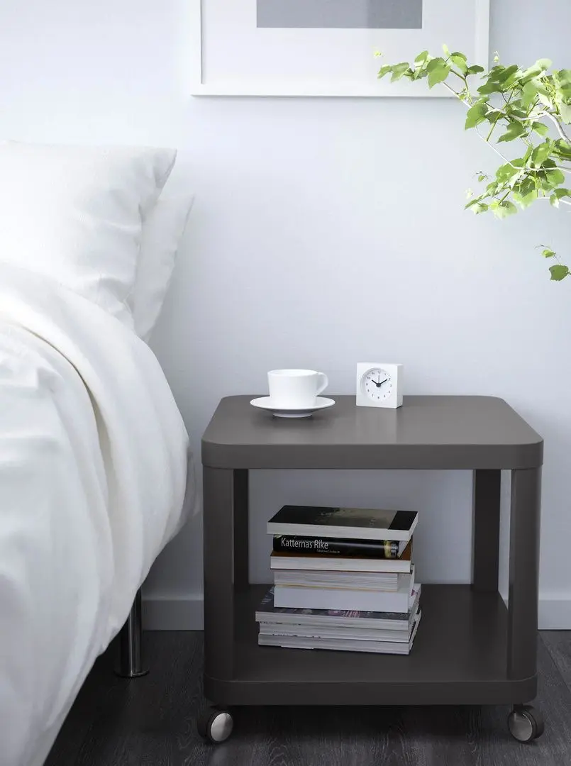 Masa pentru reviste Ikea Tingby 50x50 cu rotile (Gri)