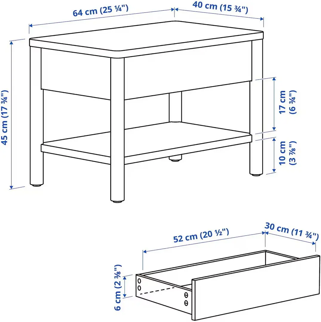 Masa pentru reviste Ikea Tonstad 64x40 (Alb)