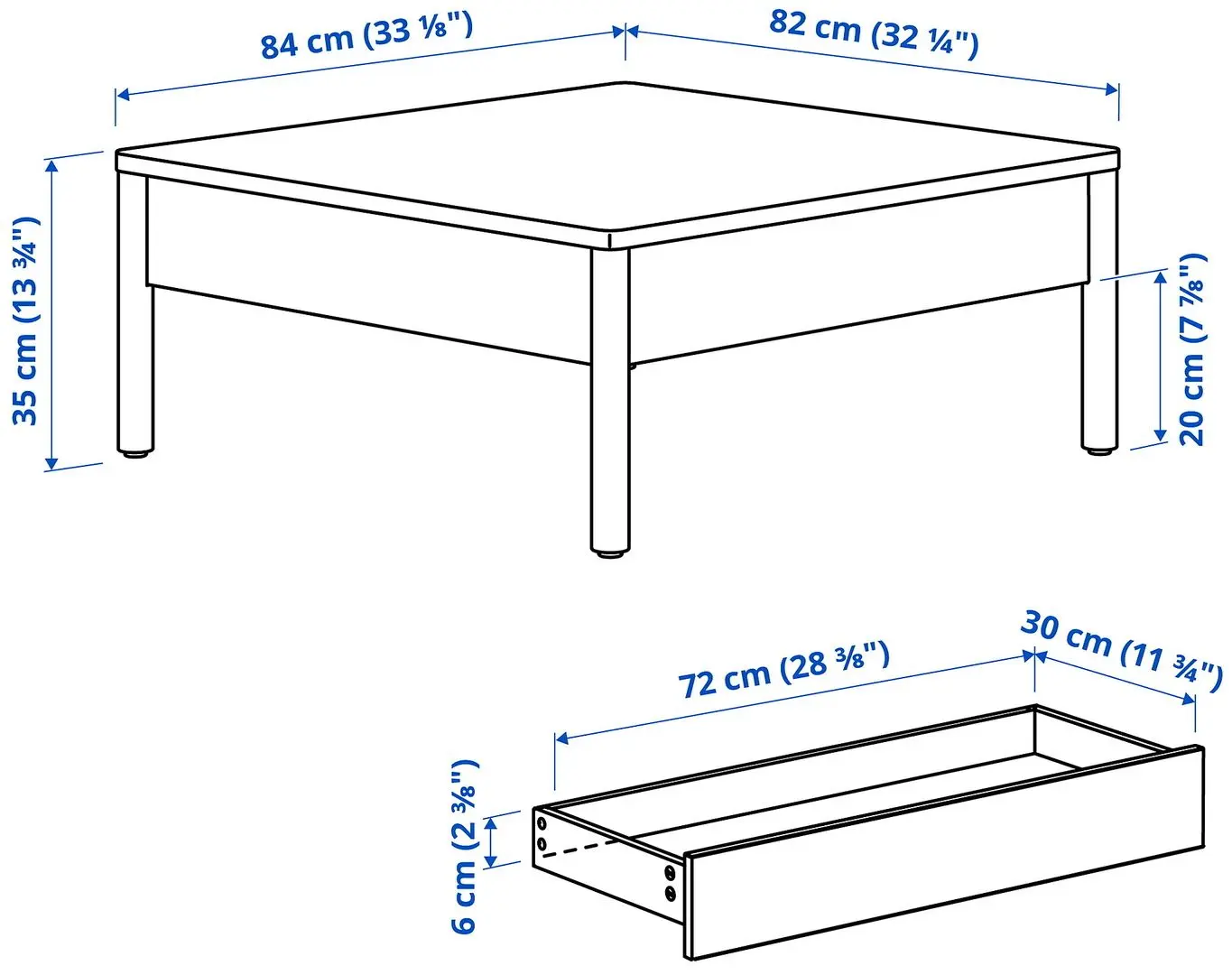 Masa pentru reviste Ikea Tonstad 84x82 (Furnir stejar)