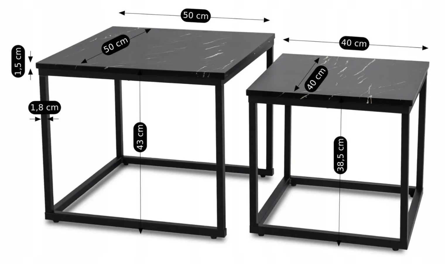 Set mese pentru reviste Mebel Elite Juno (Black Marble)