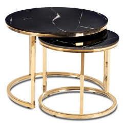 Set masute cafea Mebel Elite Milano 45/60 (Black Marble/Gold) Thumb