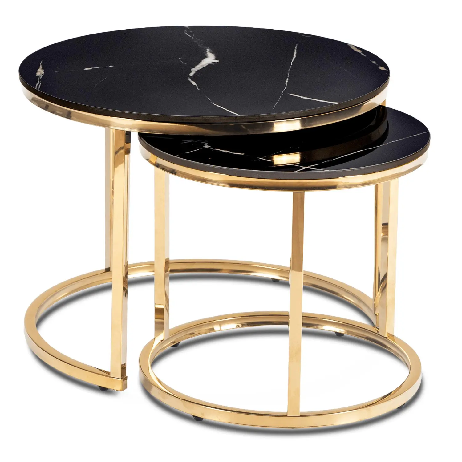 Set masute cafea Mebel Elite Milano 45/60 (Black Marble/Gold) - 2