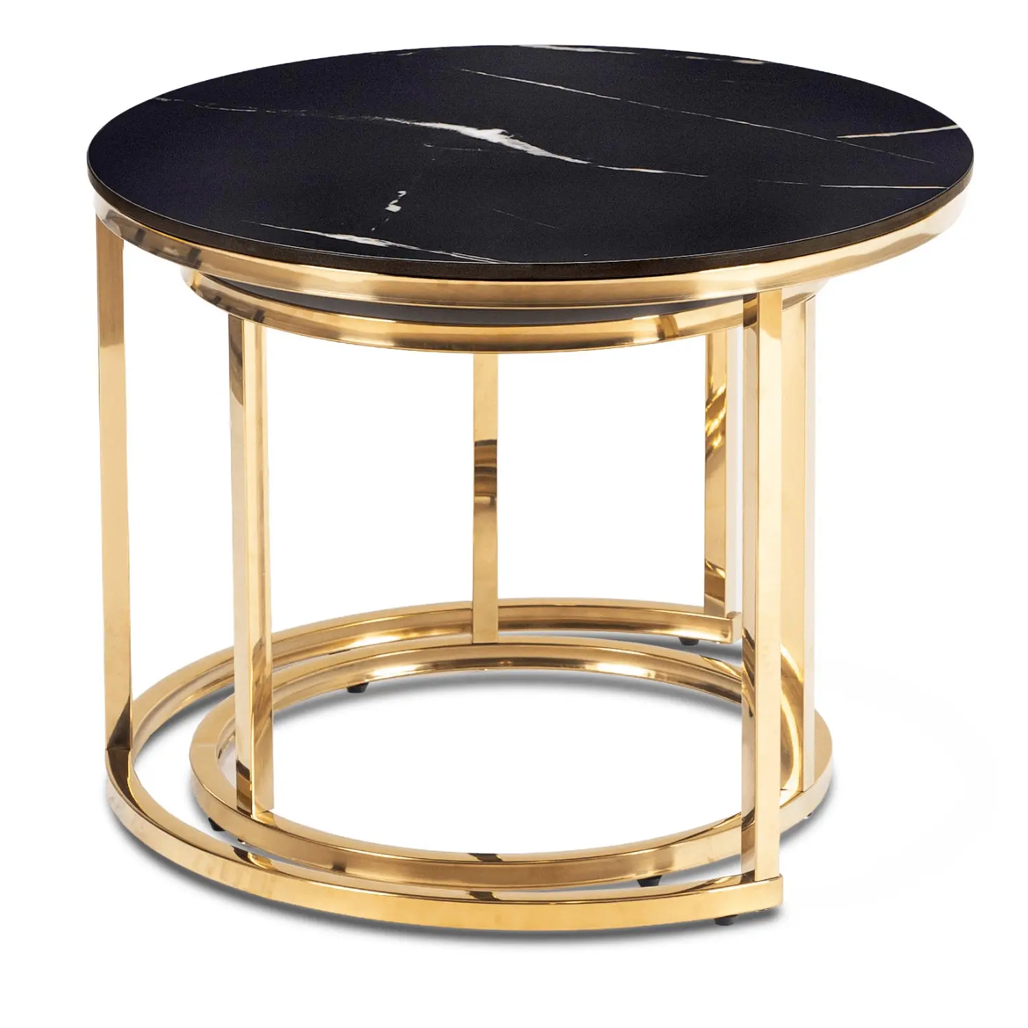 Set masute cafea Mebel Elite Milano 45/60 (Black Marble/Gold) - 3