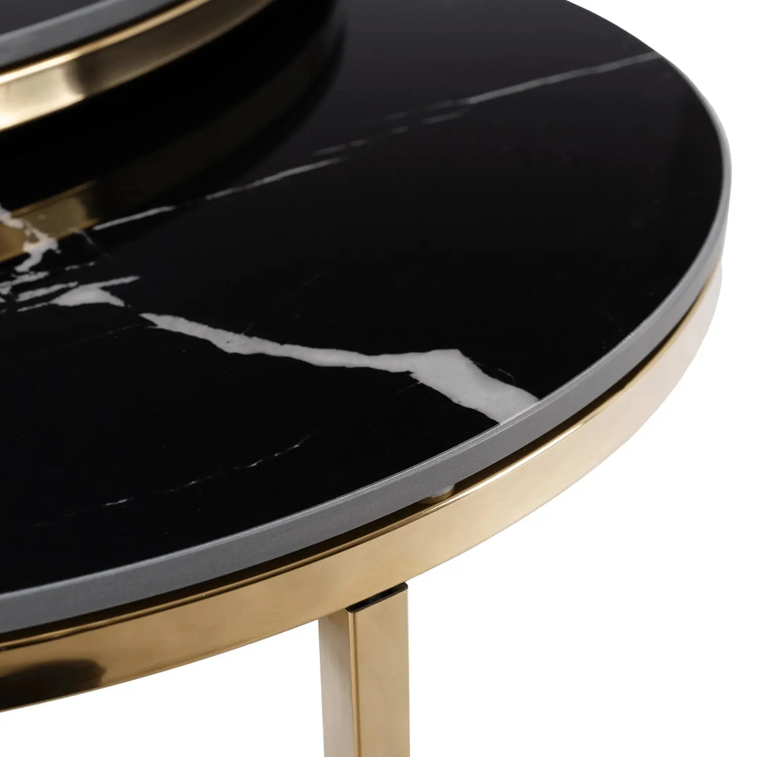Set masute cafea Mebel Elite Milano 45/60 (Black Marble/Gold) - 5