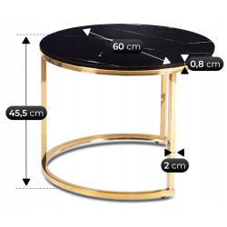 Set masute cafea Mebel Elite Milano 45/60 (Black Marble/Gold) Thumb