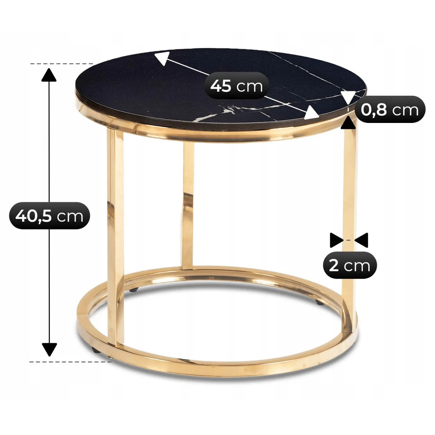 Set masute cafea Mebel Elite Milano 45/60 (Black Marble/Gold) - 7