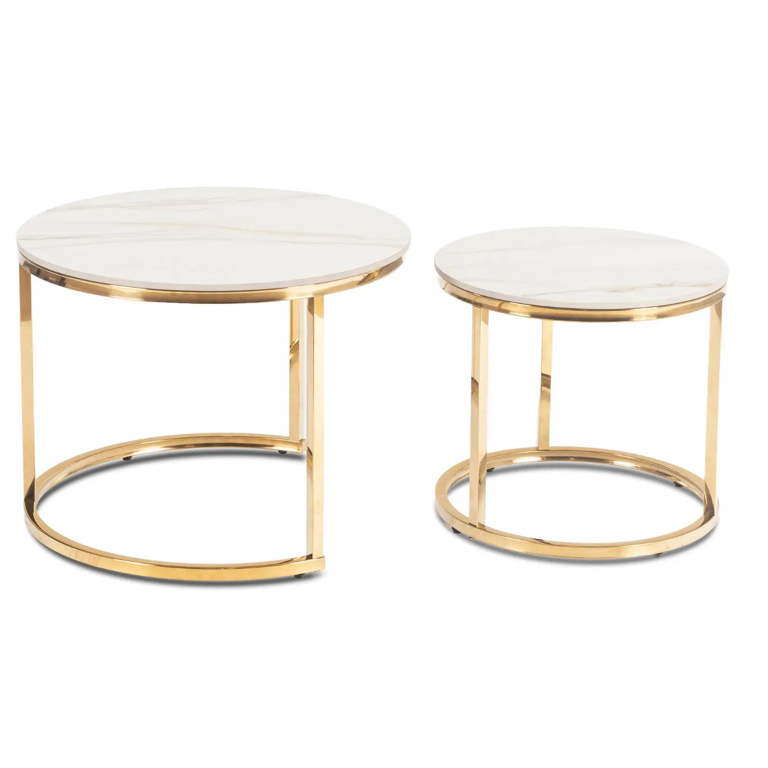 Set masute cafea Mebel Elite Milano 45/60 (White Marble/Gold) - 4