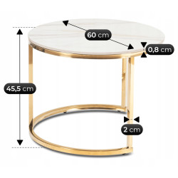 Set masute cafea Mebel Elite Milano 45/60 (White Marble/Gold) Thumb